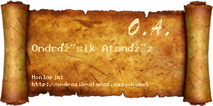 Ondrásik Atanáz névjegykártya